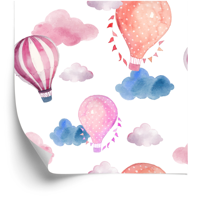 Tapete Ballons vor farbenfrohen Wolken 1 Rolle