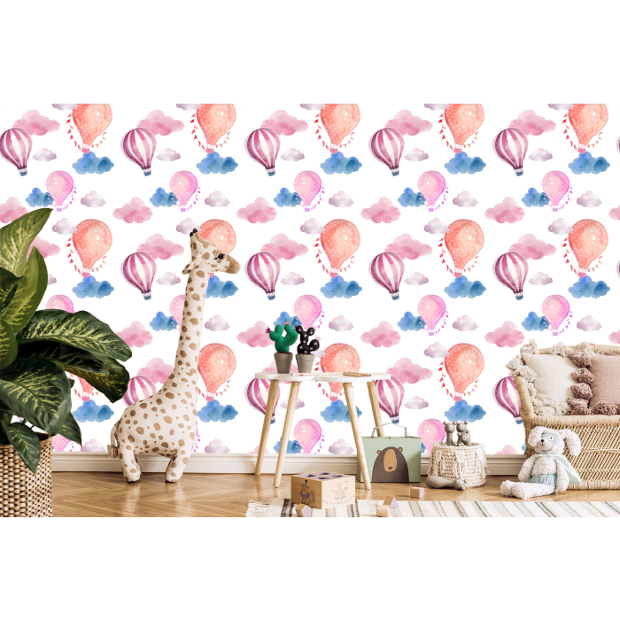 Tapete Ballons vor farbenfrohen Wolken 1 Rolle