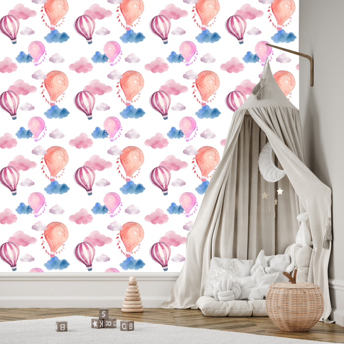Tapete Ballons vor farbenfrohen Wolken 1 Rolle