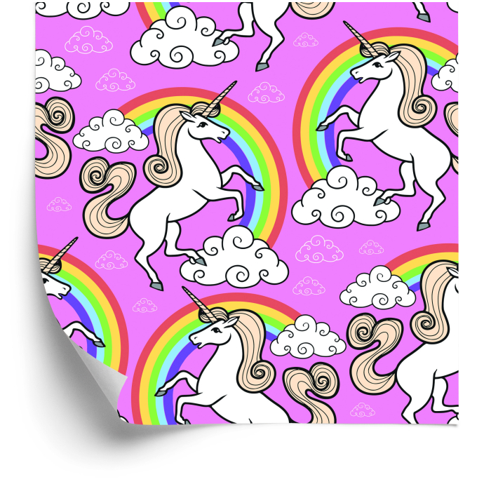 Tapete für Kinder – Einhorn vor einem Regenbogenhintergrund