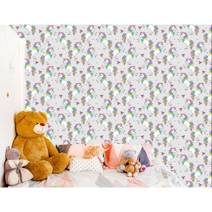 Tapete für Kinder – Regenbogen-Einhörner