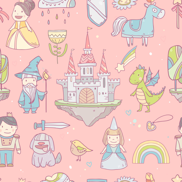 Tapete Märchen Prinzessin Regenbogen, für Kinderzimmer 1 Rolle