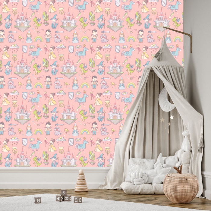 Tapete Märchen Prinzessin Regenbogen, für Kinderzimmer 1 Rolle