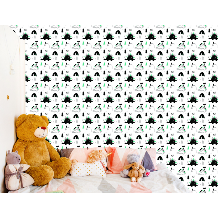 Tapete für Kinderzimmer Dinosaurier, Bäume, Wolken  1 Rolle
