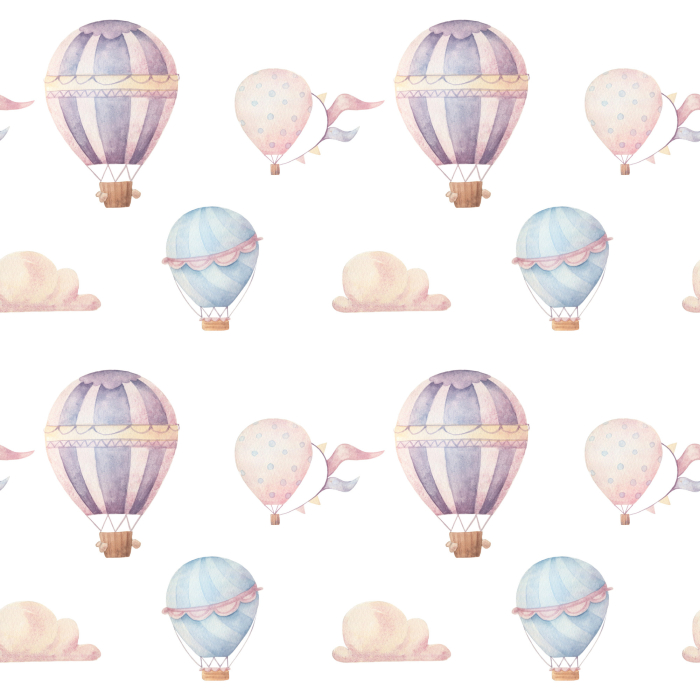 Tapete für Kinderzimmer, Pastellballons, Wolken 1 Rolle