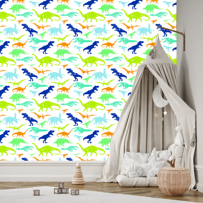 Tapete „Bunte Dinosaurier“, Kinderzimmer, 1 Rolle