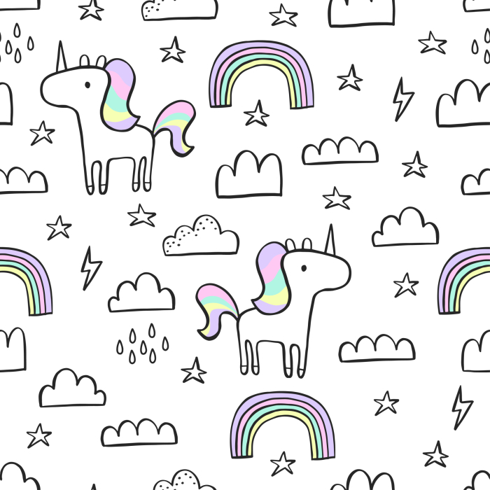 Tapete für Kinder – Regenbogen-Einhörner