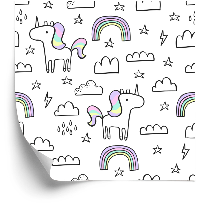 Tapete für Kinder – Regenbogen-Einhörner