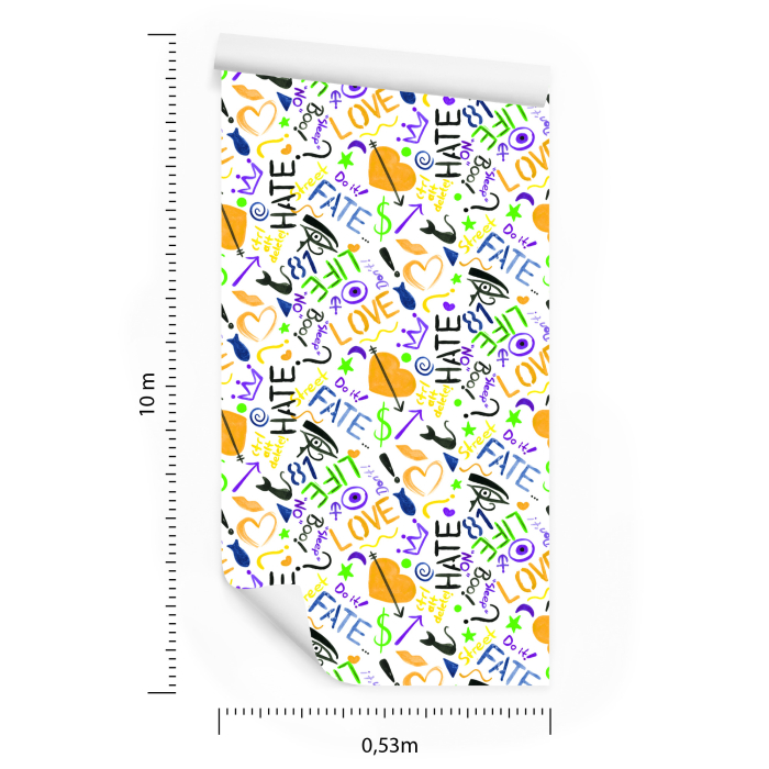 Tapete Modische Muster, mit Wasserfarben gemalt  1 Rolle