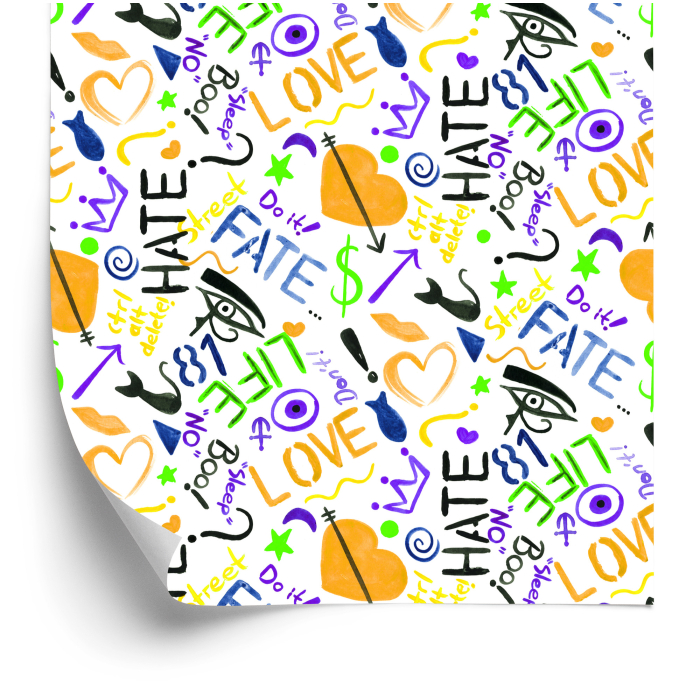 Tapete Modische Muster, mit Wasserfarben gemalt  1 Rolle