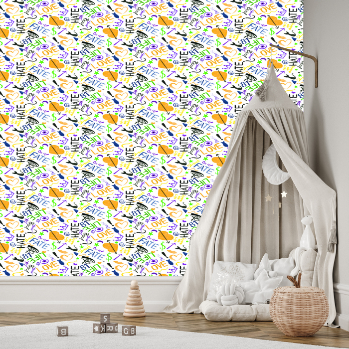Tapete Modische Muster, mit Wasserfarben gemalt  1 Rolle