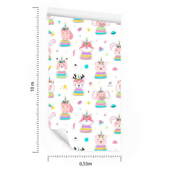 Tapete Regenbogen-Tiere, 1 Rolle