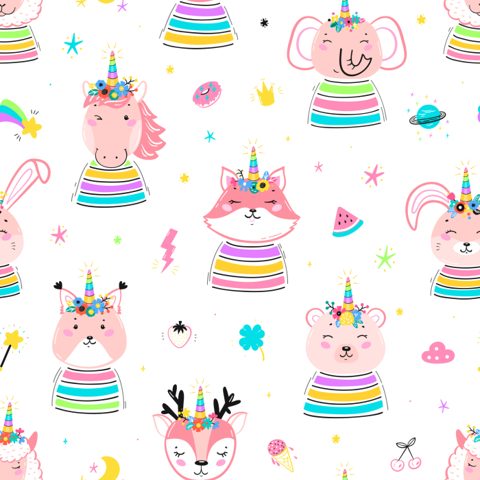 Tapete Regenbogen-Tiere, 1 Rolle