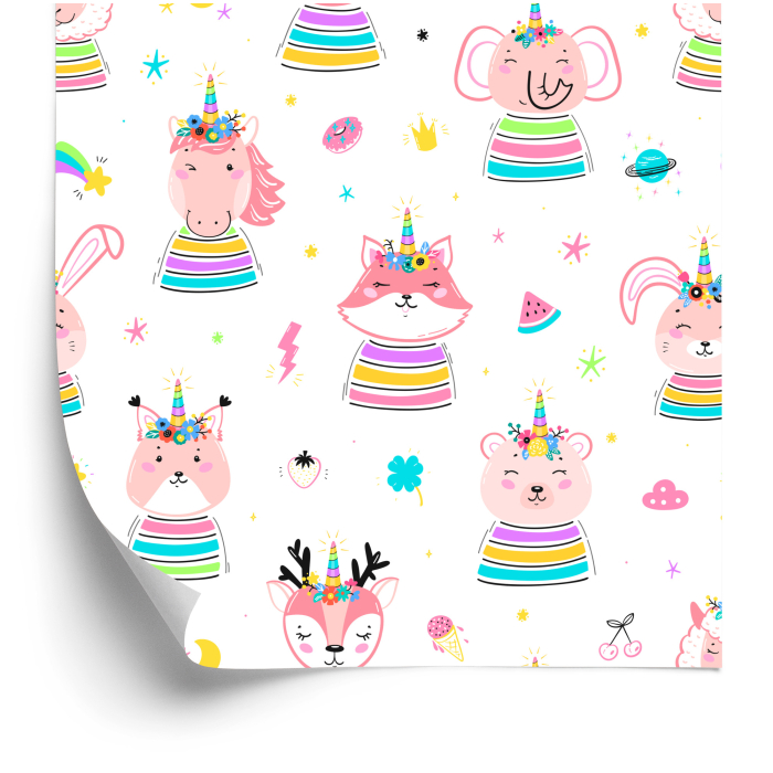 Tapete Regenbogen-Tiere, 1 Rolle