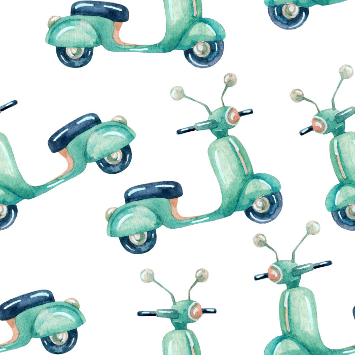 Tapete Motorroller, aquarellgemalt 1 Rolle