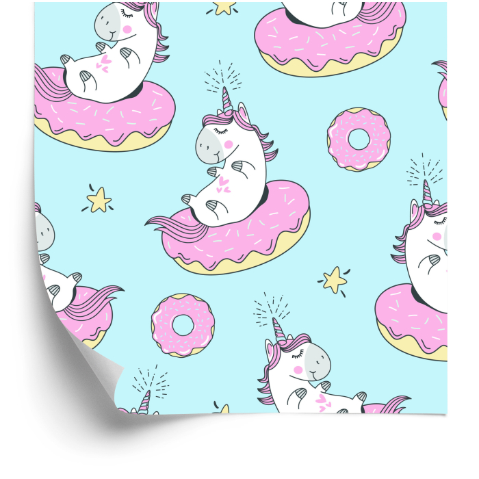 Tapete für Kinder – Einhörner und Donuts, 1 Rolle