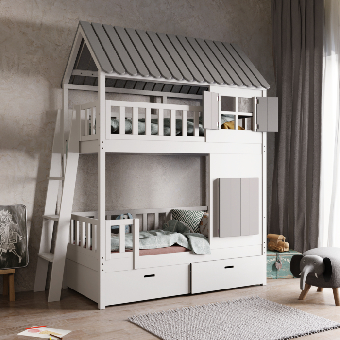 Etagenbett mit Leiter Ladder Volldach