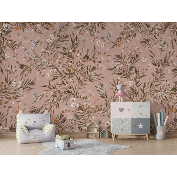 Verspielte Rotkehlchen – Vintage – Rosa