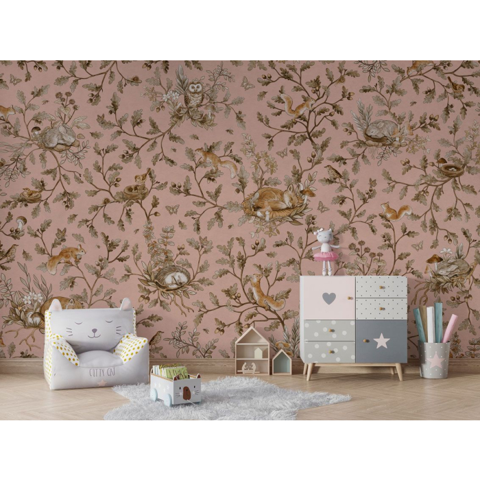 Verspielter Wald – Vintage – Rosa
