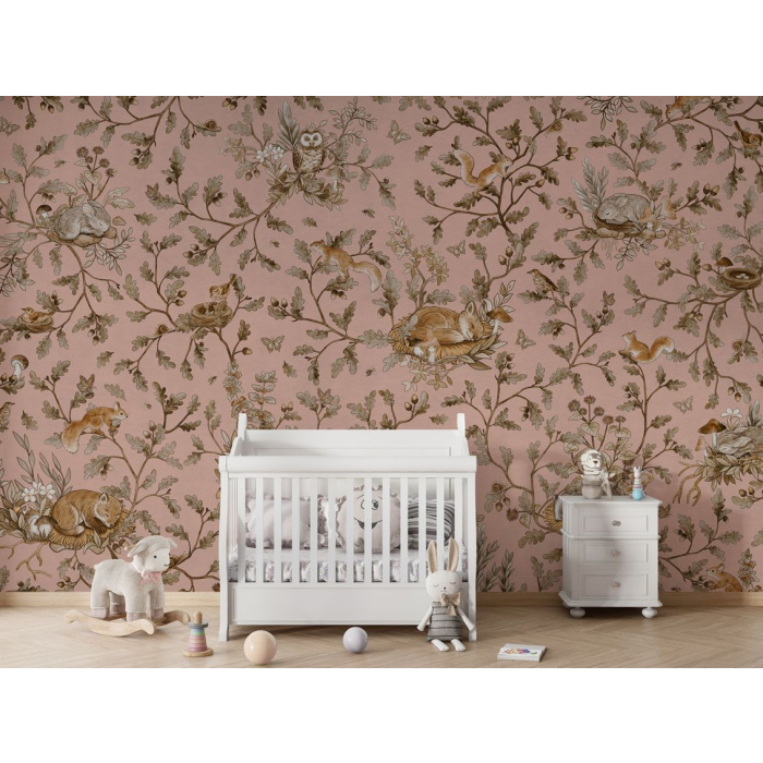 Verspielter Wald – Vintage – Rosa