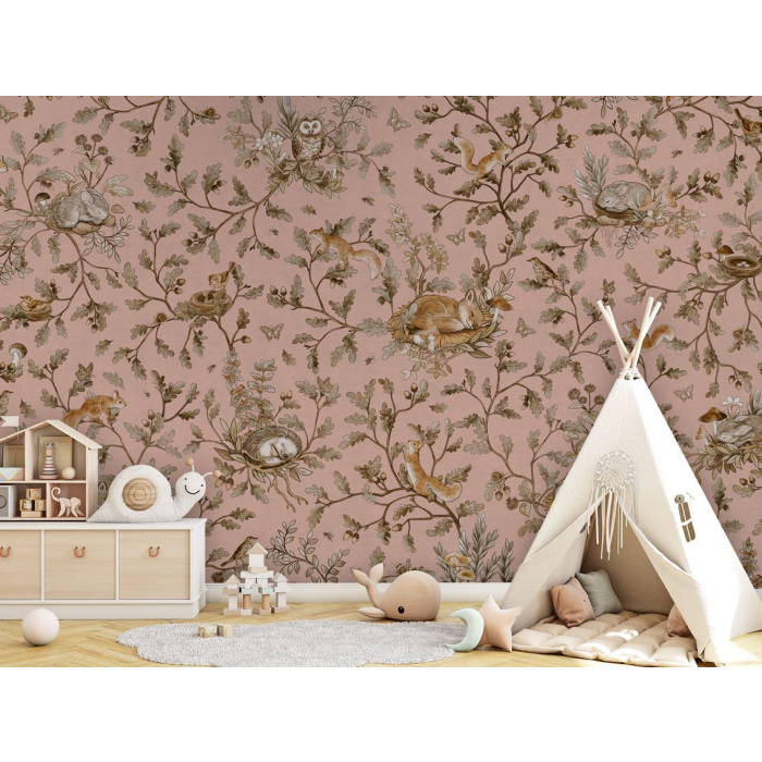 Verspielter Wald – Vintage – Rosa