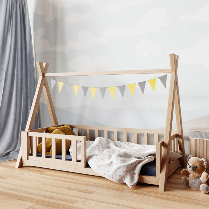 Tipi-Bett mit Schienen 80x160