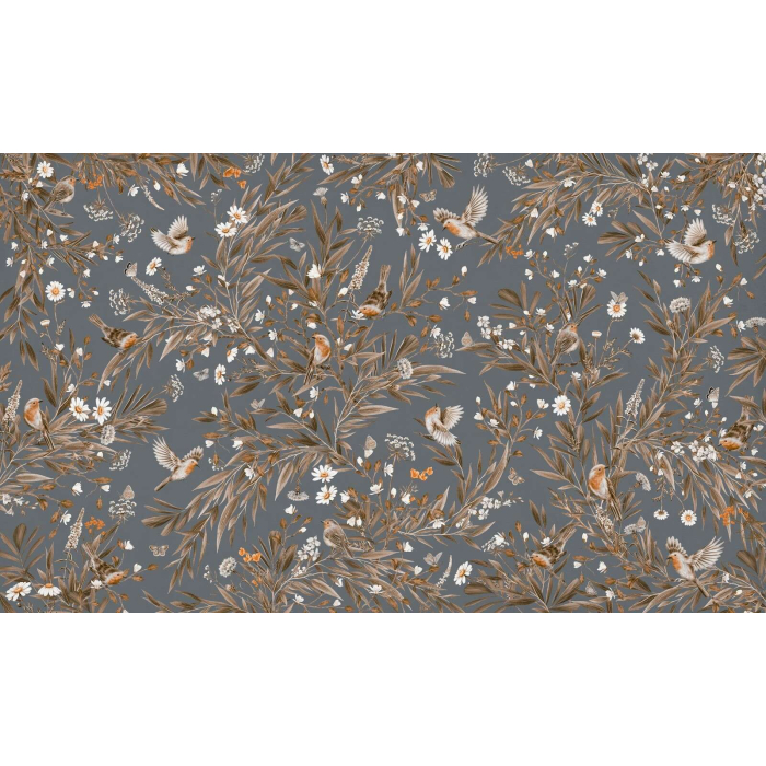 Playful Robins - Vintage - Blue