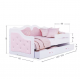 Das gepolsterte Bett Kleine Prinzessin (Pudriger Rosa) mit dekorativen Kristallen